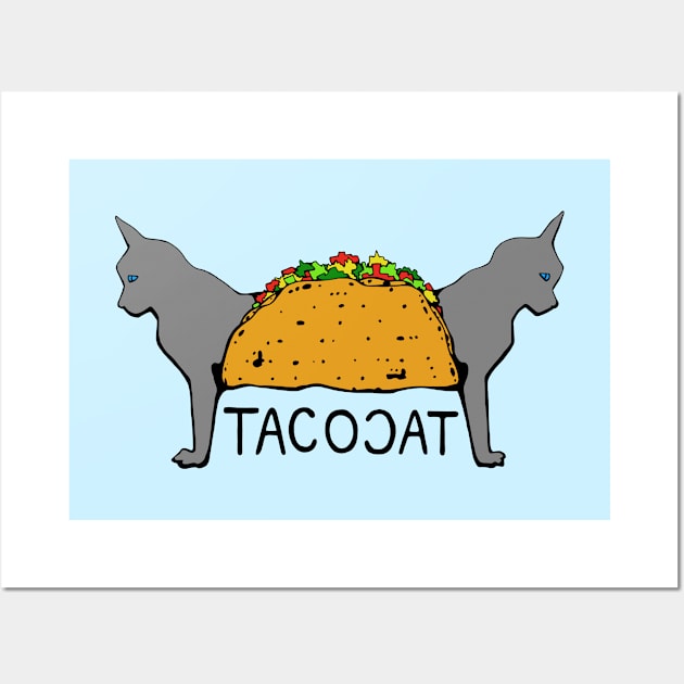 Tacocat Two-Headed Cat Taco - Lettering Wall Art by studiogooz